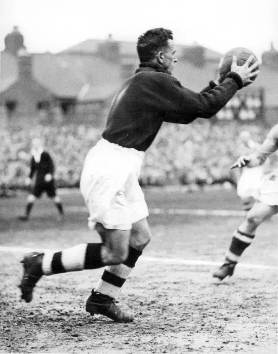 Framed Print : David S. Cumming, Middlesbrough F. C. and Scottish International goalkeeper, in action Framed Print : David S. Cumming, Middlesbrough F. C. and Scottish International goalkeeper, in action