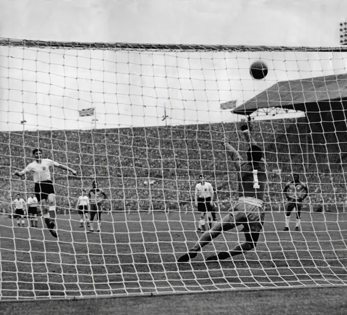 Framed Print : England 4 v Brazil 2 at Wembley Stadium 1956 Gilmar Neves the Brazilian goalkeeper saves John Atyeo penalty kick Framed Print : England 4 v Brazil 2 at Wembley Stadium 1956 Gilmar Neves the Brazilian goalkeeper saves John Atyeo penalty kick