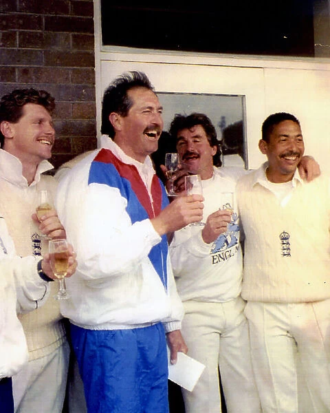 England celebrate their 115-run victory over West Indies in the 1991 first Test at Headingley