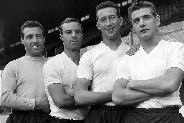 England players Ron Springett, Ray Parry, Ken Brown and Joe Baker training at Highbury 1959
