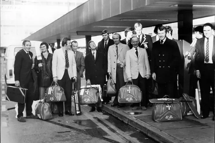 Framed Print : England prepare to jet off to the Caribbean for their 1974 tour, which ended in a 1-1 draw Framed Print : England prepare to jet off to the Caribbean for their 1974 tour, which ended in a 1-1 draw