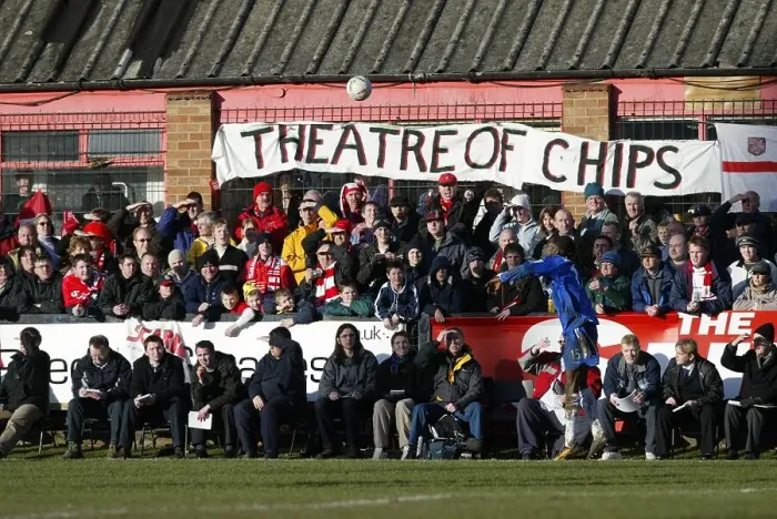 Framed Print : Football FA Cup Fourth Round match Scarborough v Chelsea. Scarborough fans watching the game Framed Print : Football FA Cup Fourth Round match Scarborough v Chelsea. Scarborough fans watching the game