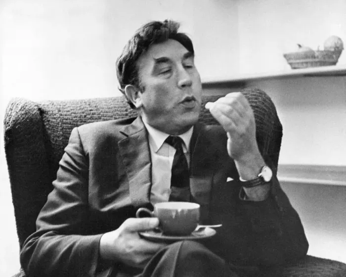 Framed Print : Frankie Howerd, with a cup of tea Framed Print : Frankie Howerd, with a cup of tea