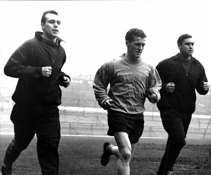 Framed Print : Geoff Sidebottom (left), Aston Villa F. C. goalkeeper, training with Bobby Thomson, and Nigel Sims 1961 Framed Print : Geoff Sidebottom (left), Aston Villa F. C. goalkeeper, training with Bobby Thomson, and Nigel Sims 1961