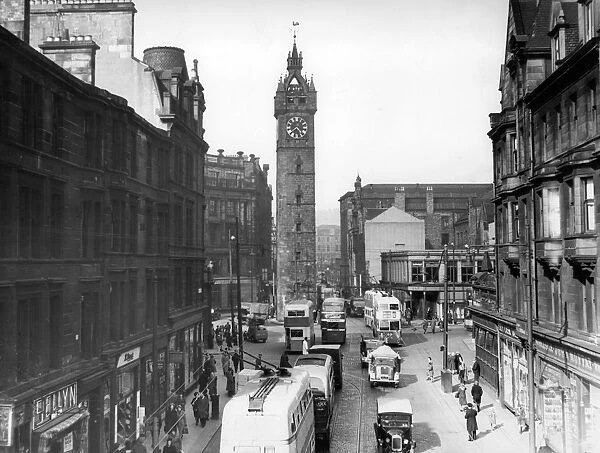 Glasgow Cross 1950. Glasgow Cross - Looking from Saltmarket to Tolbooth