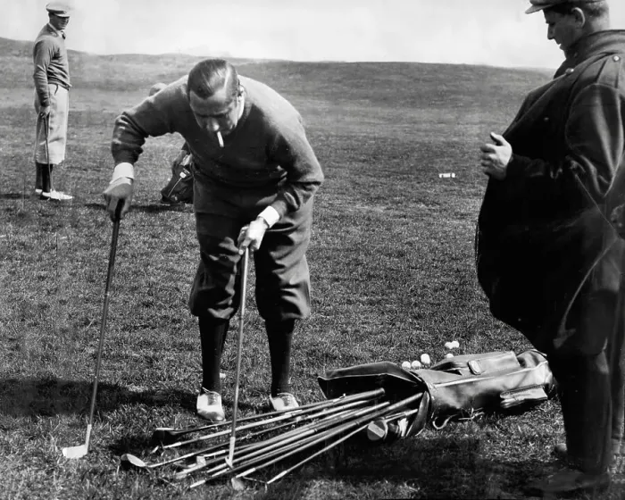 Framed Print : Golfer Walter Hagen choosing a club in the Ryder Cup Framed Print : Golfer Walter Hagen choosing a club in the Ryder Cup