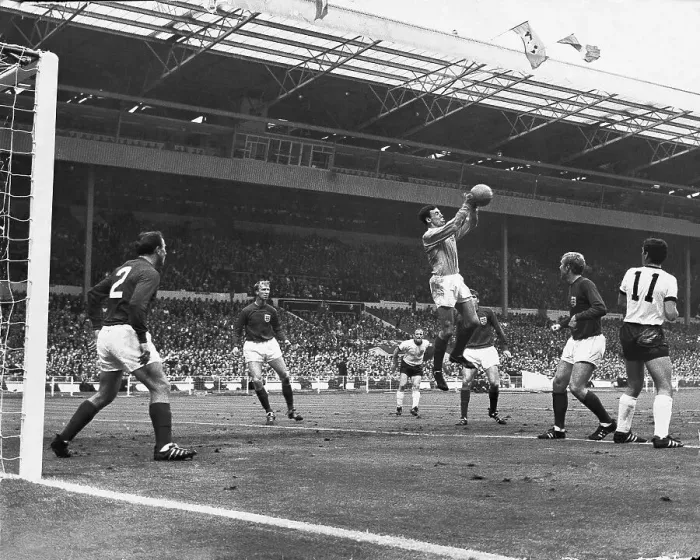 Framed Print : Gordon Banks saves a German attempt on goal 1966 World Cup Final Framed Print : Gordon Banks saves a German attempt on goal 1966 World Cup Final