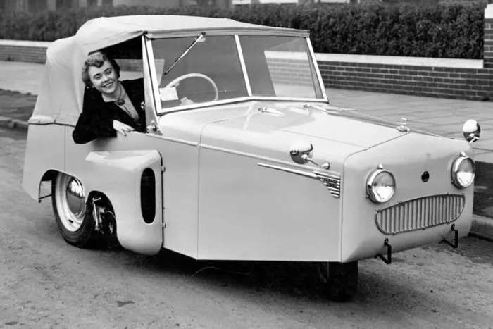 Framed Print : The Gordon, three-wheeled car 1954