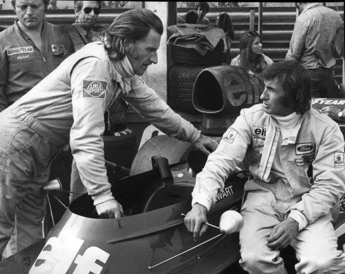 Framed Print : Graham Hill and Jackie Stewart 1973 Framed Print : Graham Hill and Jackie Stewart 1973
