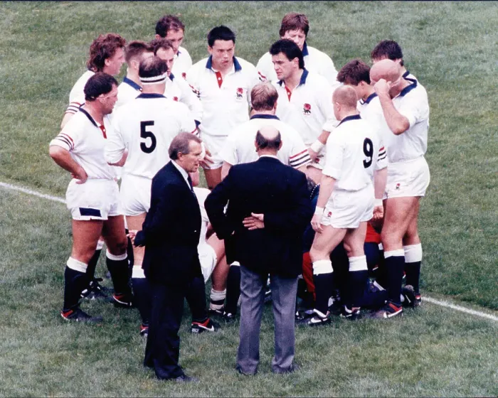 Framed Print : Half Time team talk Rugby Union World Cup 1991