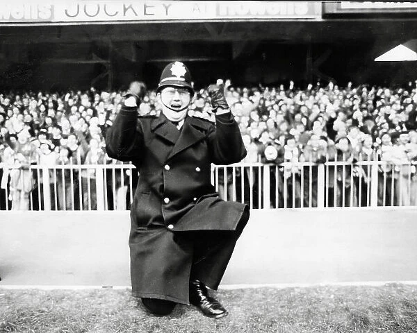 Happy Policeman at Wales v England Rugby Union at Cardiff Arms Park 1981
