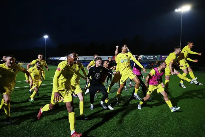 Framed Print : Harborough Town players celebrate Framed Print : Harborough Town players celebrate