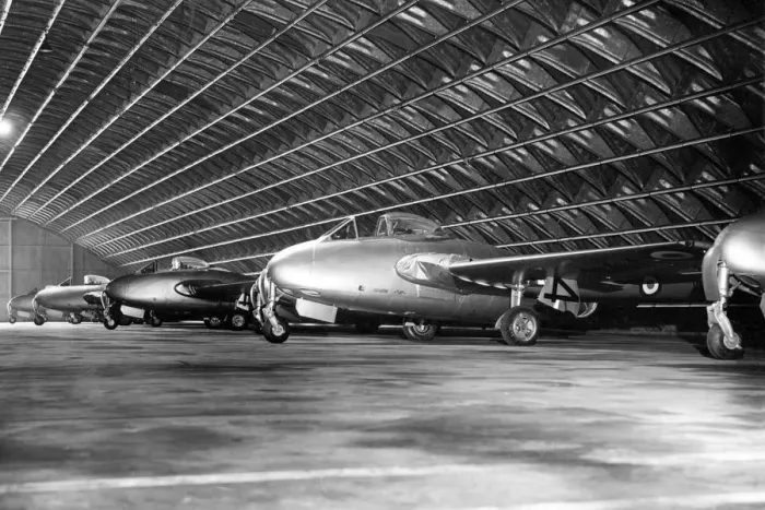 Framed Print : De Havilland Vampire Jets at a RAF Storage Unit Framed Print : De Havilland Vampire Jets at a RAF Storage Unit