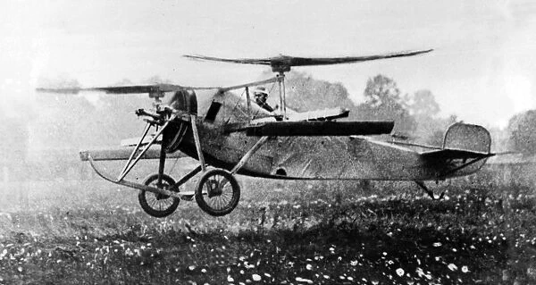 Henry Berliner in his experimental helicopter