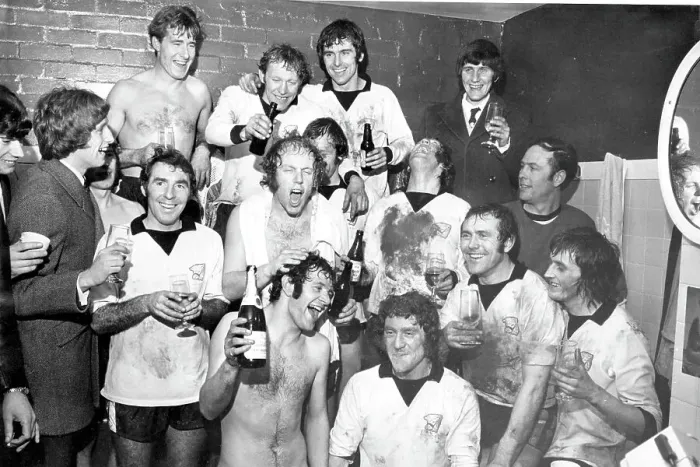 Framed Print : Hereford players celebrate in the dressing room after beating Newcastle Framed Print : Hereford players celebrate in the dressing room after beating Newcastle