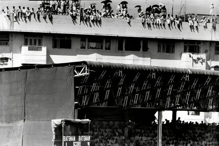 Framed Print : India v England 1961 Fans watch 1st test match in Bombay from the roof of the stand