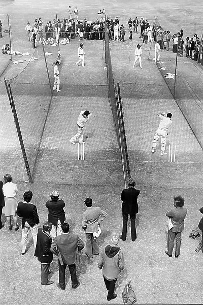 The Indian cricket team net practice session at Lord's during their tour of England in 1974