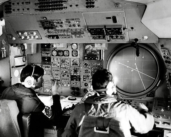 Interior of RAF Hawker-Siddeley Nimrod reconnaissance aircraft 1975