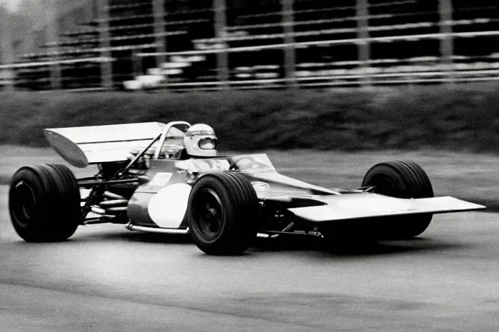 Framed Print : Jackie Stewart in his Tyrrell -Ford racing car at Oulton Park