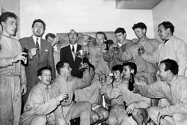 Jimmy Hill celebrates with Coventry City players including Gerge Curtis