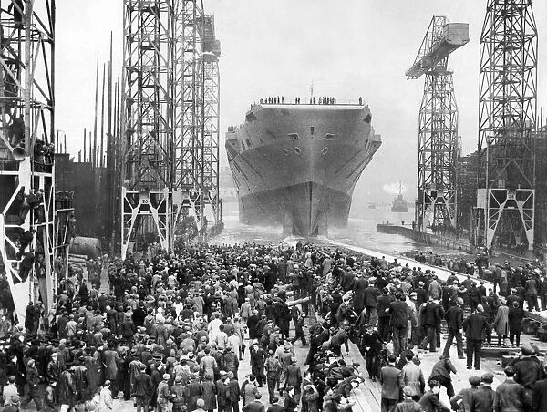 The launch of HMS Eagle aircraft carrier