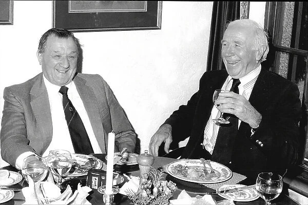Former Liverpool FC manager, Bob Paisley (left) with former Manchester United FC manager, Sir Matt Busby