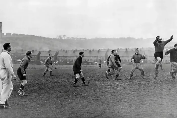 Framed Print : Luton Town FC in training, with trainer Harry Wright at Kenilworth Road Framed Print : Luton Town FC in training, with trainer Harry Wright at Kenilworth Road