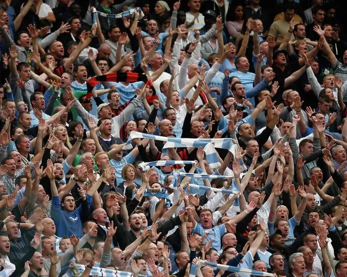 Framed Print : Man city fans celebrate 1-6 win at Old Trafford 2011 Framed Print : Man city fans celebrate 1-6 win at Old Trafford 2011