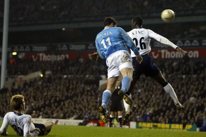 Framed Print : Man City's Jon Macken scores the match-winning goal