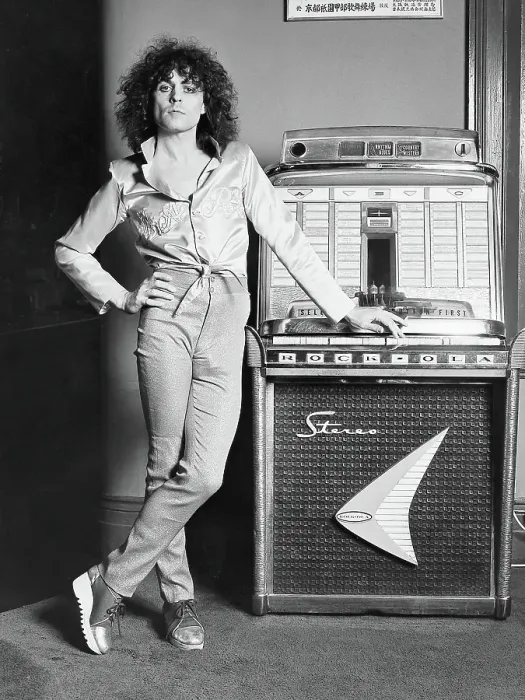 Framed Print : Marc Bolan with his juke box 1977 Framed Print : Marc Bolan with his juke box 1977