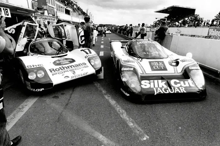 Framed Print : Martin Brundle and Derek Bell in the pit lane during the Le Mans 24 hour race 1987 Framed Print : Martin Brundle and Derek Bell in the pit lane during the Le Mans 24 hour race 1987