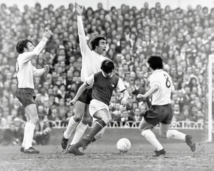 Framed Print : Martin Chiver's appeals as Eddie Kelly's trickery baffles Spurs. Arsenal won and took the league championship Framed Print : Martin Chiver's appeals as Eddie Kelly's trickery baffles Spurs. Arsenal won and took the league championship