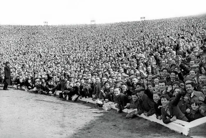 Framed Print : Part of the massive 133, 000 crowd at Hampden Park watch England play Scotland on April 22 1944 Framed Print : Part of the massive 133, 000 crowd at Hampden Park watch England play Scotland on April 22 1944