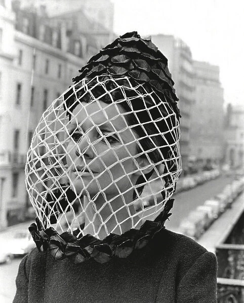 Model wearing unusual veil