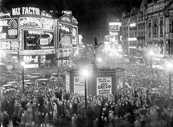 New Years Eve in Piccadilly Circus, London in 1956