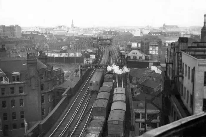 Framed Print : Newcastle upon Tyne, the railway line heading north 1951 Framed Print : Newcastle upon Tyne, the railway line heading north 1951