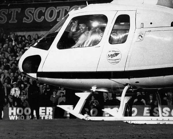Newcastle's Kevin Keegan lifts off in a helicopter as he gives a final wave to the fans at St. James Park