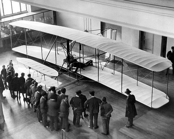 Original biplane in which Orville Wright took the first flight, at Science Museum, Kensington, 1928