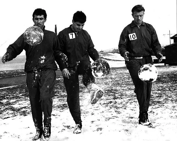 Peterborough F.C. training session in the snow 1965