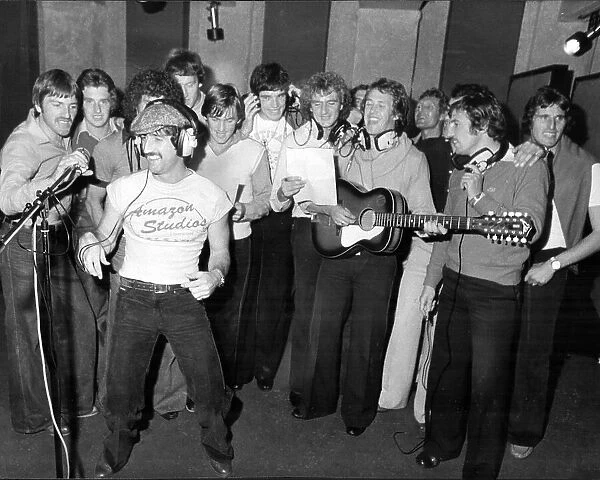 Players from Liverpool FC at recording session, in 1978