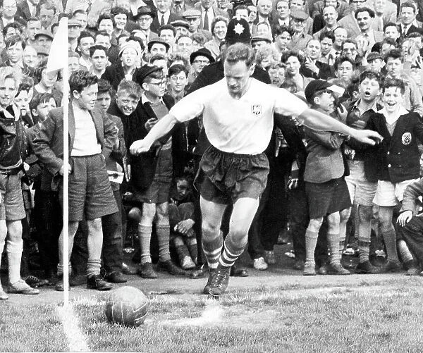 Preston North End and England footballer Tom Finney pictured playing his last game for Preston against Luton Town at Deepdale