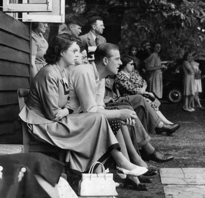 Framed Print : Princess Elizabeth and Prince Philip watching a cricket match at Windsor 1948