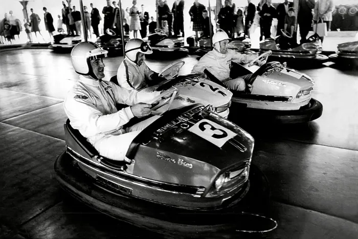 Framed Print : Racing drivers on the dodgems Framed Print : Racing drivers on the dodgems