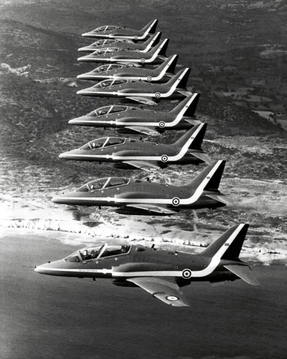 Framed Print : The RAF aerobatic team in formation over Cyprus Framed Print : The RAF aerobatic team in formation over Cyprus