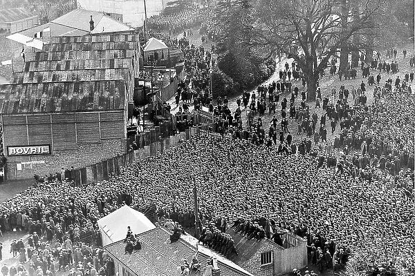 A record crowd of over 120, 000 gather outside the Crystal Palace ground in South London for a view of the 1913 FA Cup Final between Aston Villa and Sunderland