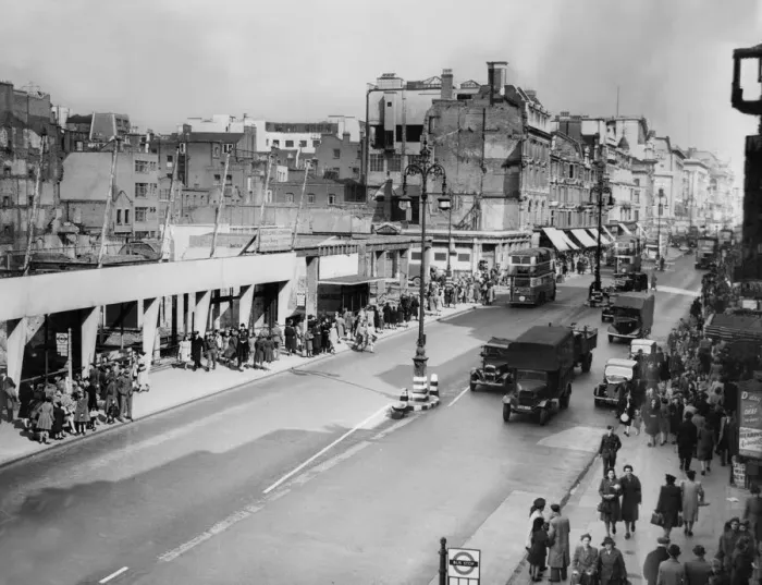 Framed Print : Remains of John Lewis department store following bombing in World War Two, 1945 Framed Print : Remains of John Lewis department store following bombing in World War Two, 1945