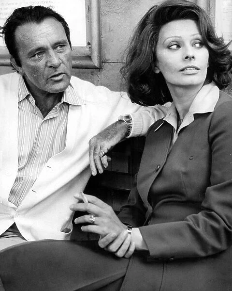 Richard Burton and Sophia Loren, actors filming Brief Encounter