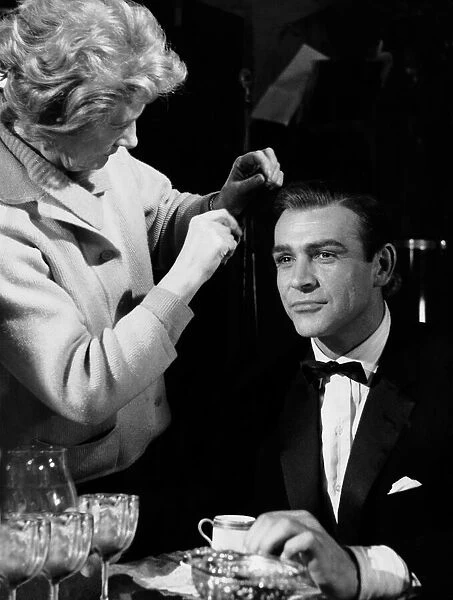 SeanConneryin 1964. SeanConnery in make-up on the set of the James Bond