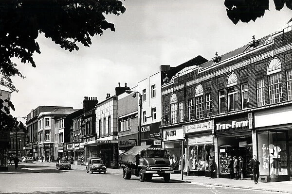 Shops in the main street of St Helens, Lancashire 1970