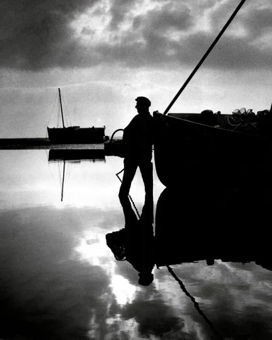 Framed Print : A shrimp fisherman on the River Dee 1971